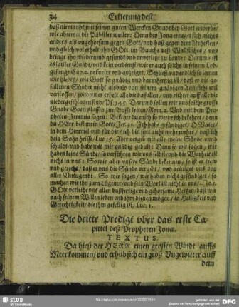 Die dritte Predigt uber das erste Capittel des Propheten Jonae
