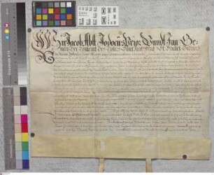 Geinsheim: Kaufbrief über den vor dem St. Jakobsberger Kloster Anthonio Erhartt Schmitt v. Geinsheim verkauften Platz und Stück Felds in Geinsheim