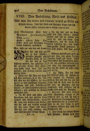 XVIII. Von Anfechtung, Noth und Trübsal.