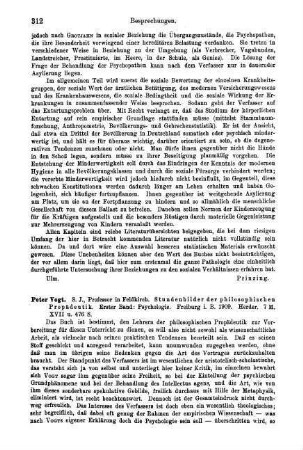 312-313, Peter Vogt. Stundenbilder der philosophischen Propädeutik. Erster Band: Psychologie. 1909