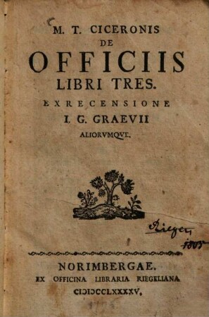 M. T. Ciceronis De Officiis : Libri Tres