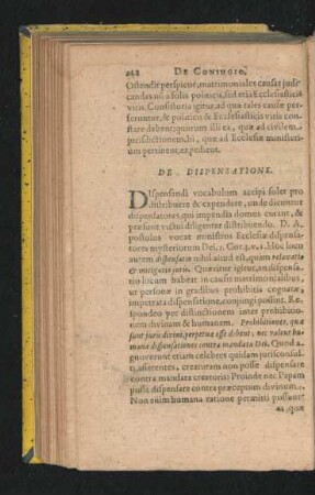 De Dispensatione.