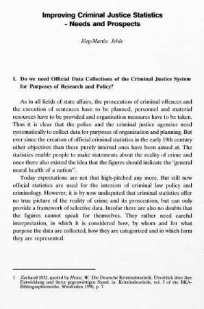11-28, Improving Criminal Justice Statistics - Needs and Prospects
