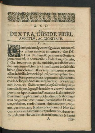 De Dextra, Obside Fidei, Amicitatae, Ac Dignitatis. I. - XXI.