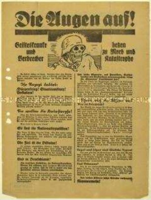Flugblatt der SPD gegen die NSDAP und Aufruf zur sächsischen Landtagswahl 1929