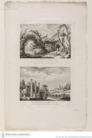 Blatt mit zwei Drucken; oben: Der Tempel des Jupiter Serapis in Pozzuoli I; unten: Der Tempel des Jupiter Serapis in Pozzuoli II