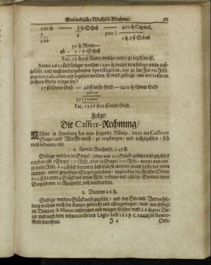 Die Cassier-Rechnung/