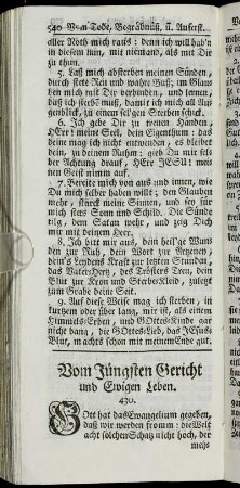 Vom Jüngsten Gericht und Ewigen Leben.