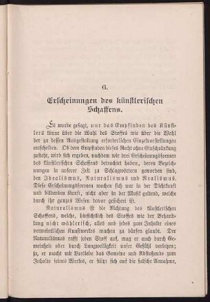 6. Erscheinungen des künstlerischen Schaffens.