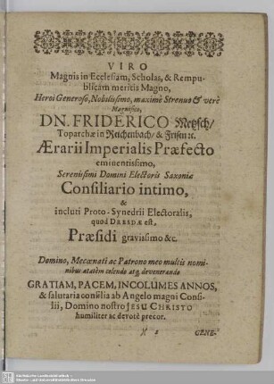 Praefatio [et Dedicatio]