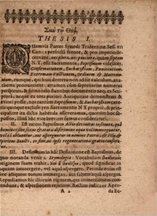 Theses Theologicae De Baptismo