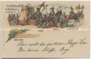 Postkarte mit historischem Festzug vom Lübecker Volksfest