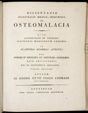 Dissertatio Inauguralis Medico-Chirurgica De Osteomalacia