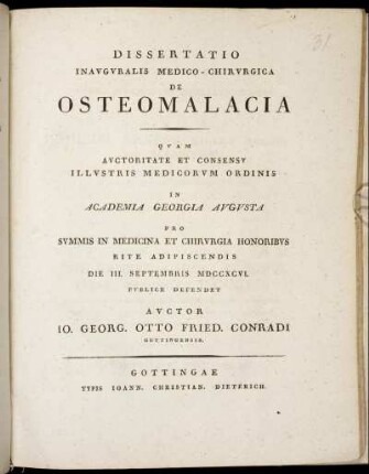 Dissertatio Inauguralis Medico-Chirurgica De Osteomalacia