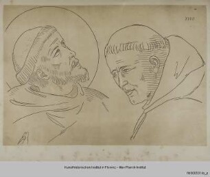 Kopf des Heiligen Franziskus und eines Mönches aus dem Giotto-Zyklus von Assisi (Szene XIX)