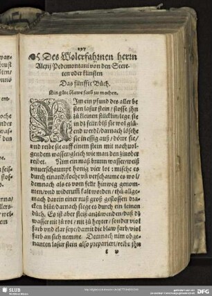 Des Wolerfahrnen herrn Alexij Pedemontani von den Secreten oder künsten. Das fünffte Buch.