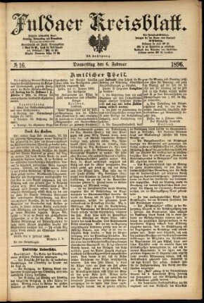 Erste Ausgabe vom Donnerstag, den 06. Februar 1896.