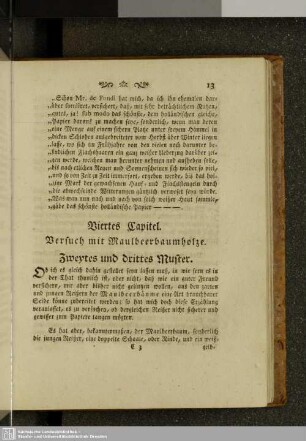 Viertes Kapitel. Versuch mit Maulbeerbaumholze. Zweytes und drittes Muster.