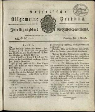 93tes Stueck, Sonntag, den 5. August 1810