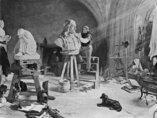 Der Bildhauer Freitag in seinem Atelier