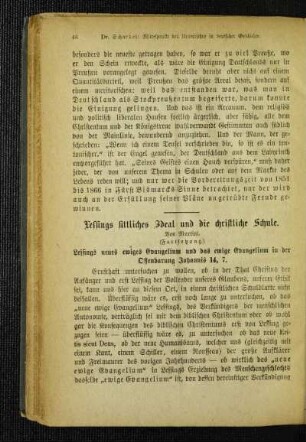 Lessings sittliches Ideal und die christliche Schule : (Fortsetzung)