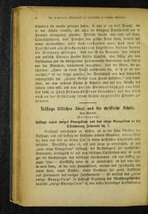 Lessings sittliches Ideal und die christliche Schule : (Fortsetzung)