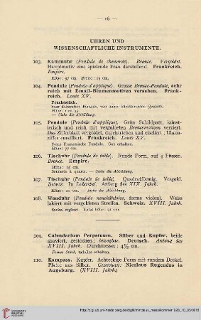 Uhren und wissenschaftliche Instrumente (Nr. 103-115)