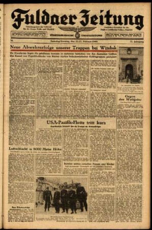 Ausgabe vom Samstag, den 12. Februar 1944.