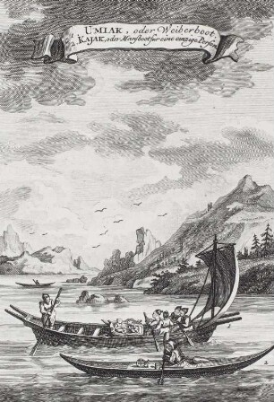 1. Umiak, oder Weiberboot, 2. Kajak, oder Mansboot fur eine einzige Person, Nr. 5