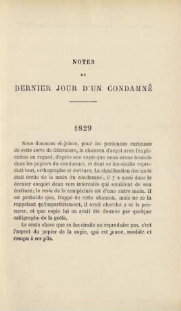 Notes du Dernier jour d'un condamné
