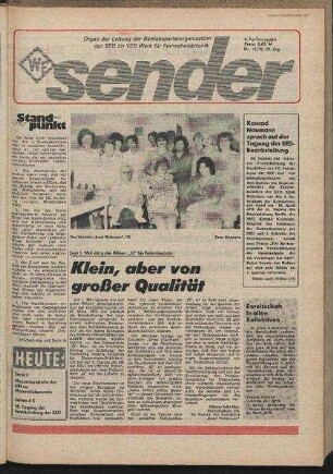 Betriebszeitung 'WF-Sender', Nr.15/1978 (4. Aprilausgabe 1978)