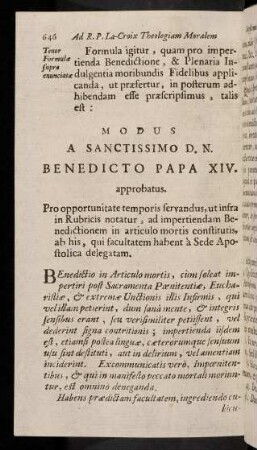 646-650, Modus A Sanctissimo D. N. Benedicto ...