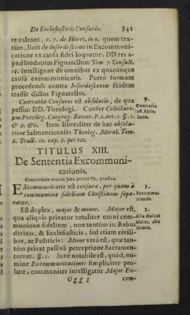 Titulus XIII. De Sententia Excommunicationis.