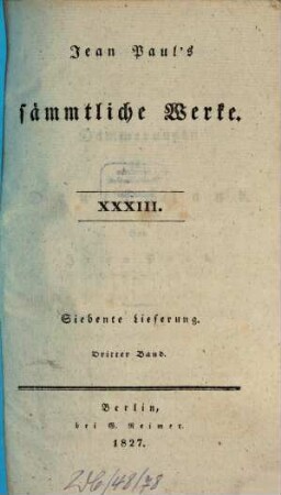 Jean Paul's sämmtliche Werke, 7,3 = 33. Dämmerungen für Deutschland