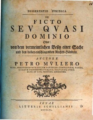 Diss. ... de ficto seu quasi dominio