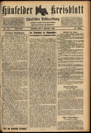 Erste Ausgabe vom Samstag, den 06. November 1926.