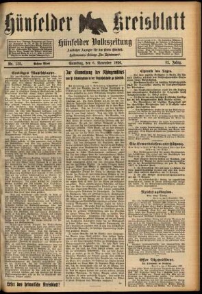 Erste Ausgabe vom Samstag, den 06. November 1926.