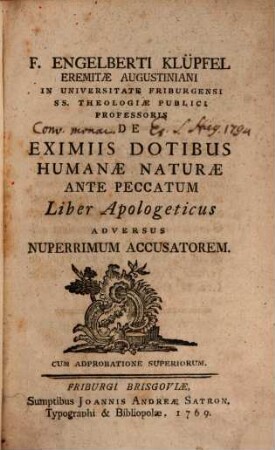 De eximiis datibus humanae naturae ante peccatum