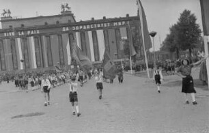 Internationale Friedenskundgebung der Fédération Internationale des Anciens Prisonniers Politiques (FIAPP) und der Vereinigung der Verfolgten des Naziregimes (VVN) : Demonstrationszug