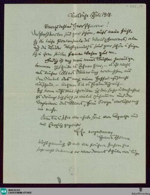 Brief von Hans Thoma an Karl Anton vom 01.07.1918 - K 3262, 17