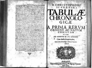 Tabulae chronologicae a prima rerum origine ad nat. Christum, et inde ad an. 1689
