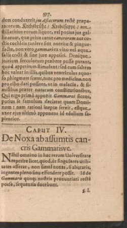 Caput IV. De Noxa ab assumtis cancris Gammarisve.
