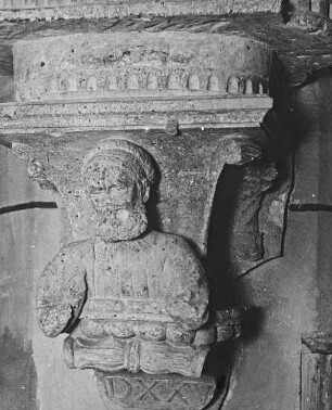 Halle (Saale), Dom, urspr. Dominikaner-Klosterkirche St. Pauli, Inneres, südl. 1. Pfeiler von Westen, Konsole unter Mauritius, vermtl. Bildnis Peter Schro