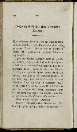 Rührende Geschichte eines verwaisten Knabens.