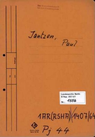 Personenheft Paul Jantzen (*29.12.1899), SS-Obersturmführer