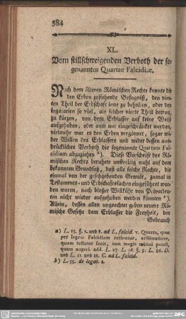 XL. Vom stillschweigenden Verboth der sogenannten Quartae Falcidiae
