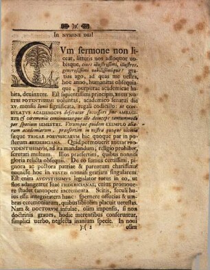 Epistola Ad Fridericianae Cives S.R.I. Comites; Barones ... In Ponendo Tertium Consulatu Academico ...