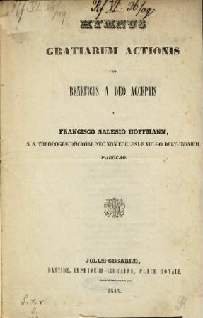 Hymnus gratiarum actionis pro beneficiis a deo acceptis