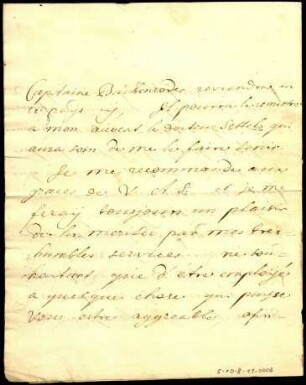 5-10-8-13.0000: Hompesch, Ferdinand, Freiherr von; diverse Schreiben ff.: Brief in französischer Sprache