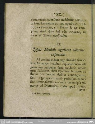 IX. Typus Menidis mysticus uberius explicatur